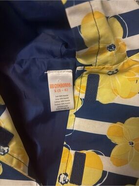 Gymboree Navy and Yellow Floral Striped Rain Jacket